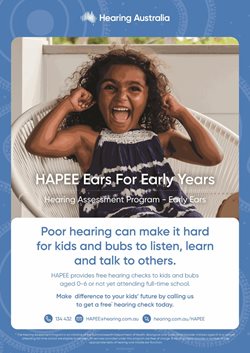 HAPEE Ears for Early Years Poster to promote the program in your centre