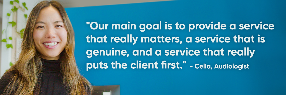 Celia, a Hearing Australia audiologist, sharing her goals and motivation with a warm and inspiring smile