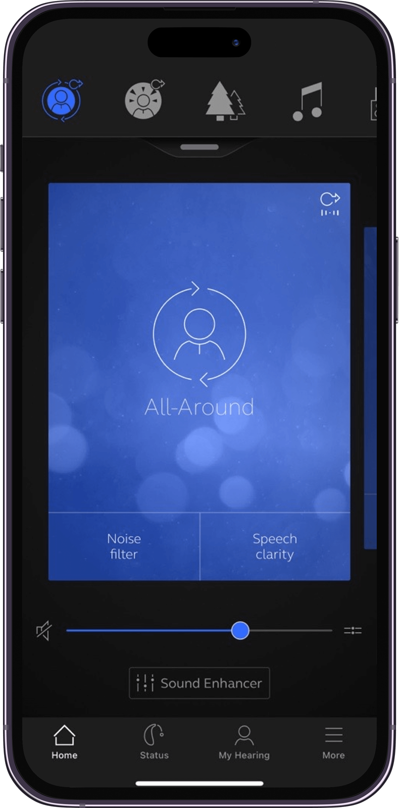 Hearing Australia app interface displayed on a mobile phone, showcasing user-friendly features and navigation